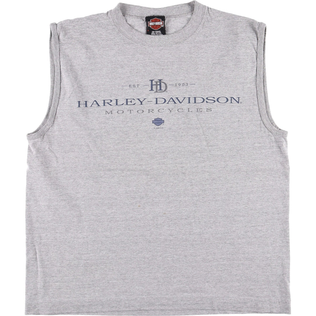 00'S Harley-Davidson Motorcycle Bike T-shirt Made in USA Men's L size cotton gray type Vintage Second Hand