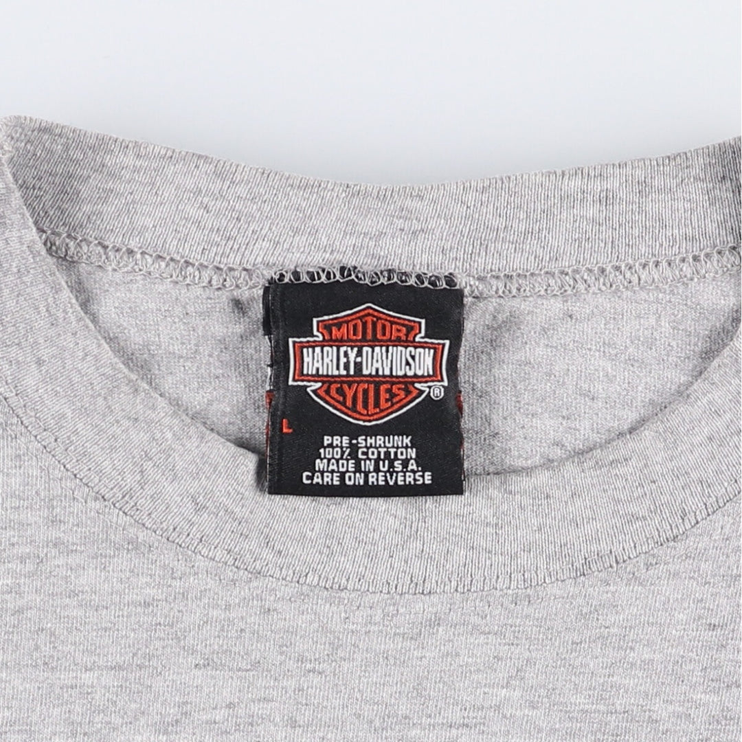 00'S Harley-Davidson Motorcycle Bike T-shirt Made in USA Men's L size cotton gray type Vintage Second Hand