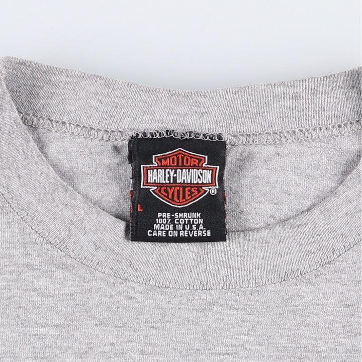 00'S Harley-Davidson Motorcycle Bike T-shirt Made in USA Men's L size cotton gray type Vintage Second Hand