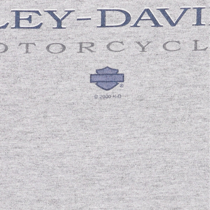 00'S Harley-Davidson Motorcycle Bike T-shirt Made in USA Men's L size cotton gray type Vintage Second Hand
