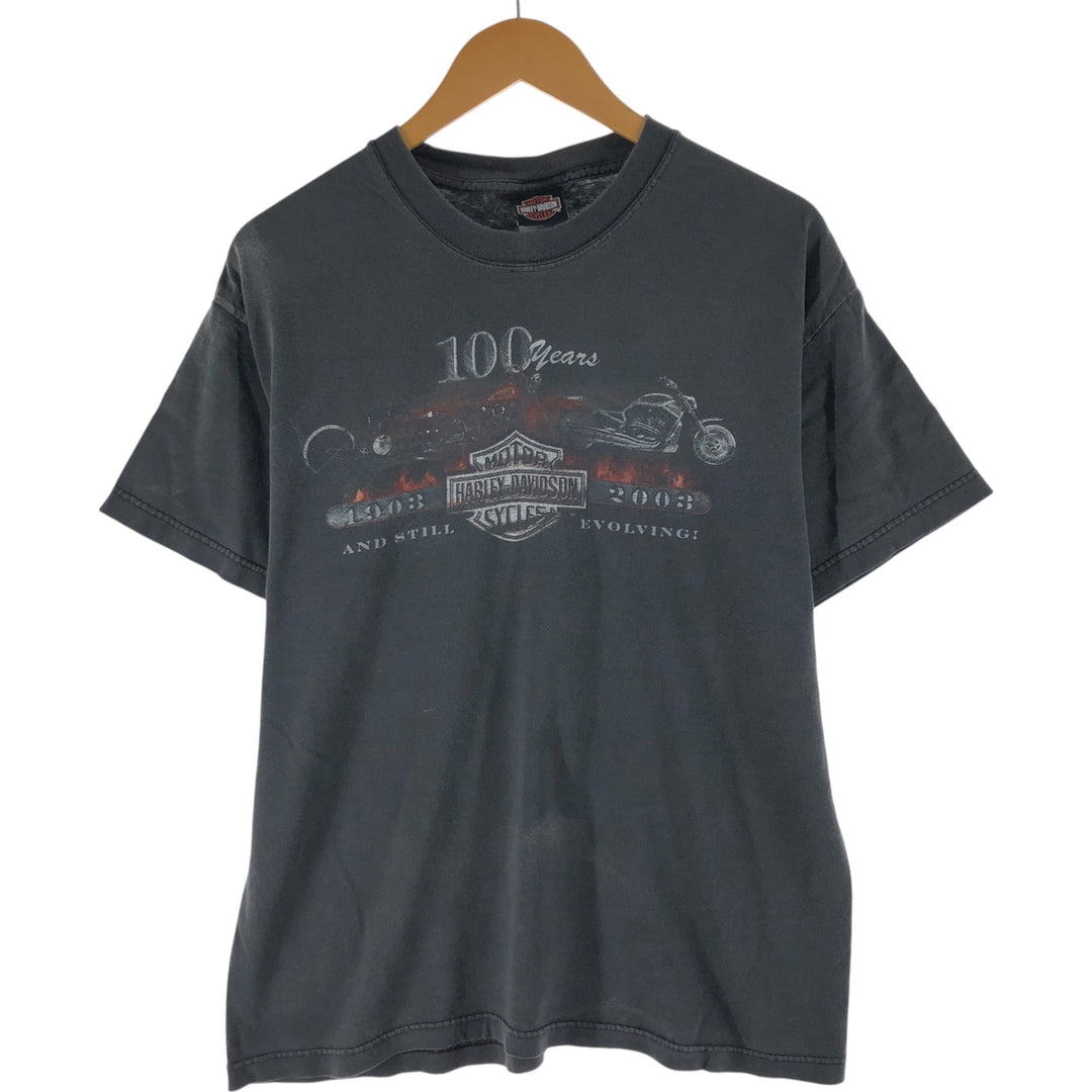 00'S Harley-Davidson Motorcycle Bike T-shirt Made in USA Men's L size cotton Charcoal Vintage Second Hand