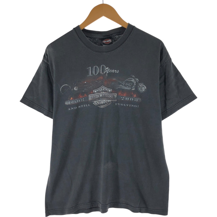 00'S Harley-Davidson Motorcycle Bike T-shirt Made in USA Men's L size cotton Charcoal Vintage Second Hand