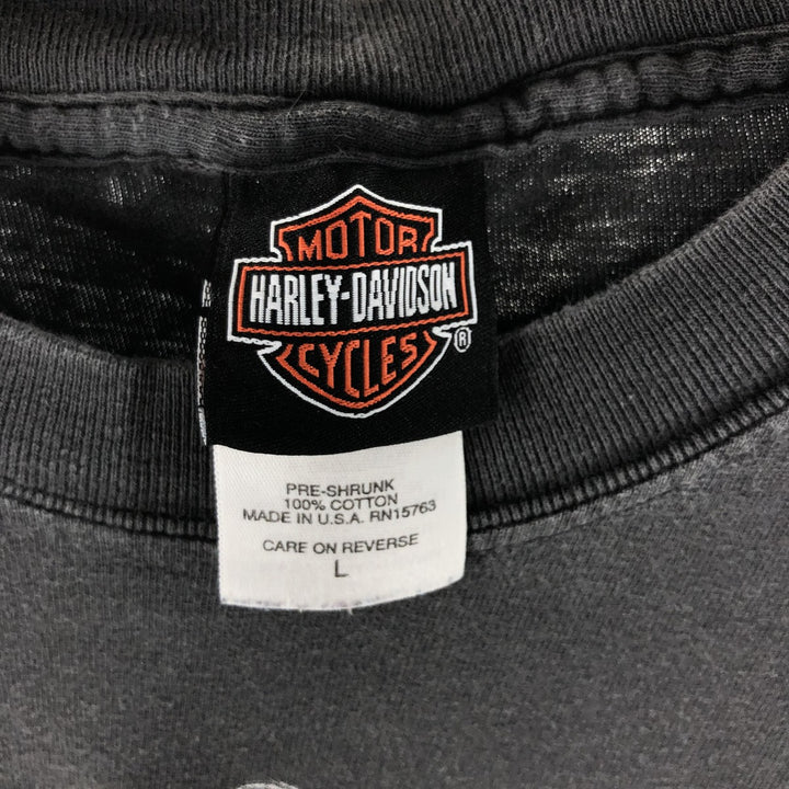 00'S Harley-Davidson Motorcycle Bike T-shirt Made in USA Men's L size cotton Charcoal Vintage Second Hand