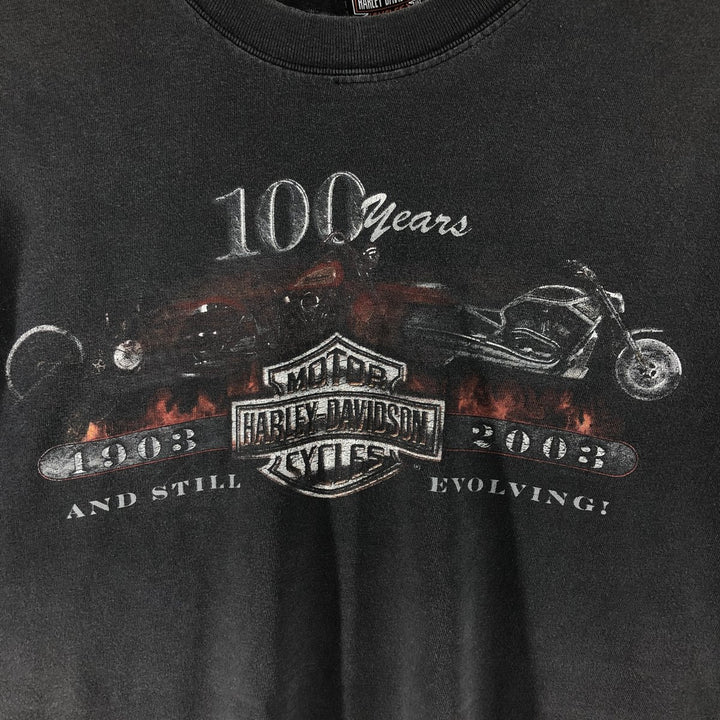 00'S Harley-Davidson Motorcycle Bike T-shirt Made in USA Men's L size cotton Charcoal Vintage Second Hand