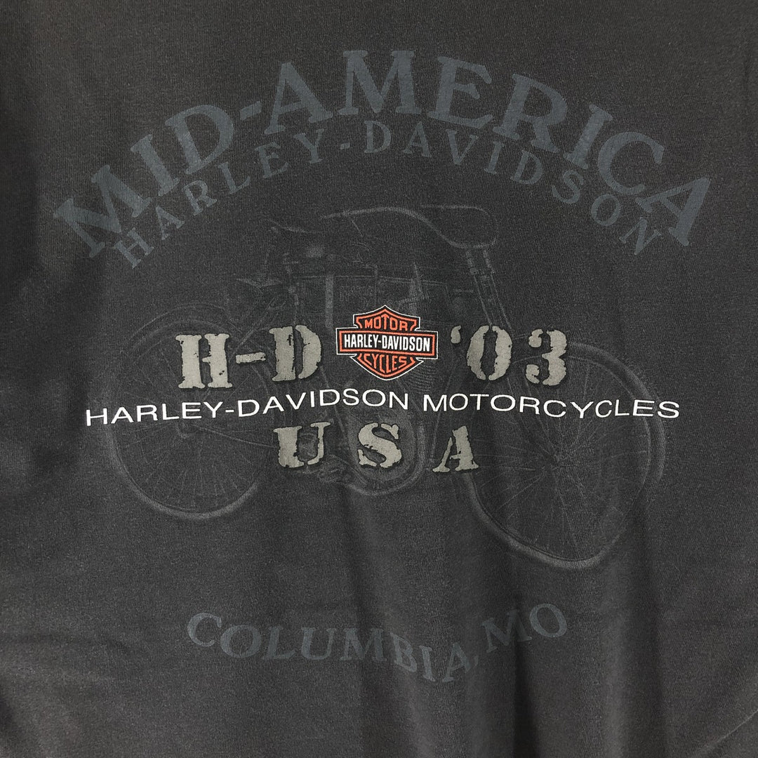 00'S Harley-Davidson Motorcycle Bike T-shirt Made in USA Men's L size cotton Charcoal Vintage Second Hand