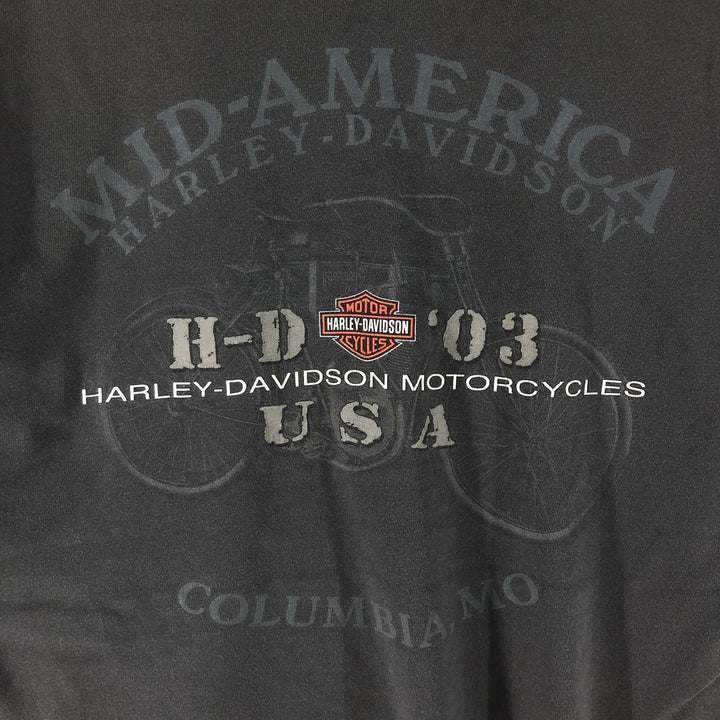 00'S Harley-Davidson Motorcycle Bike T-shirt Made in USA Men's L size cotton Charcoal Vintage Second Hand