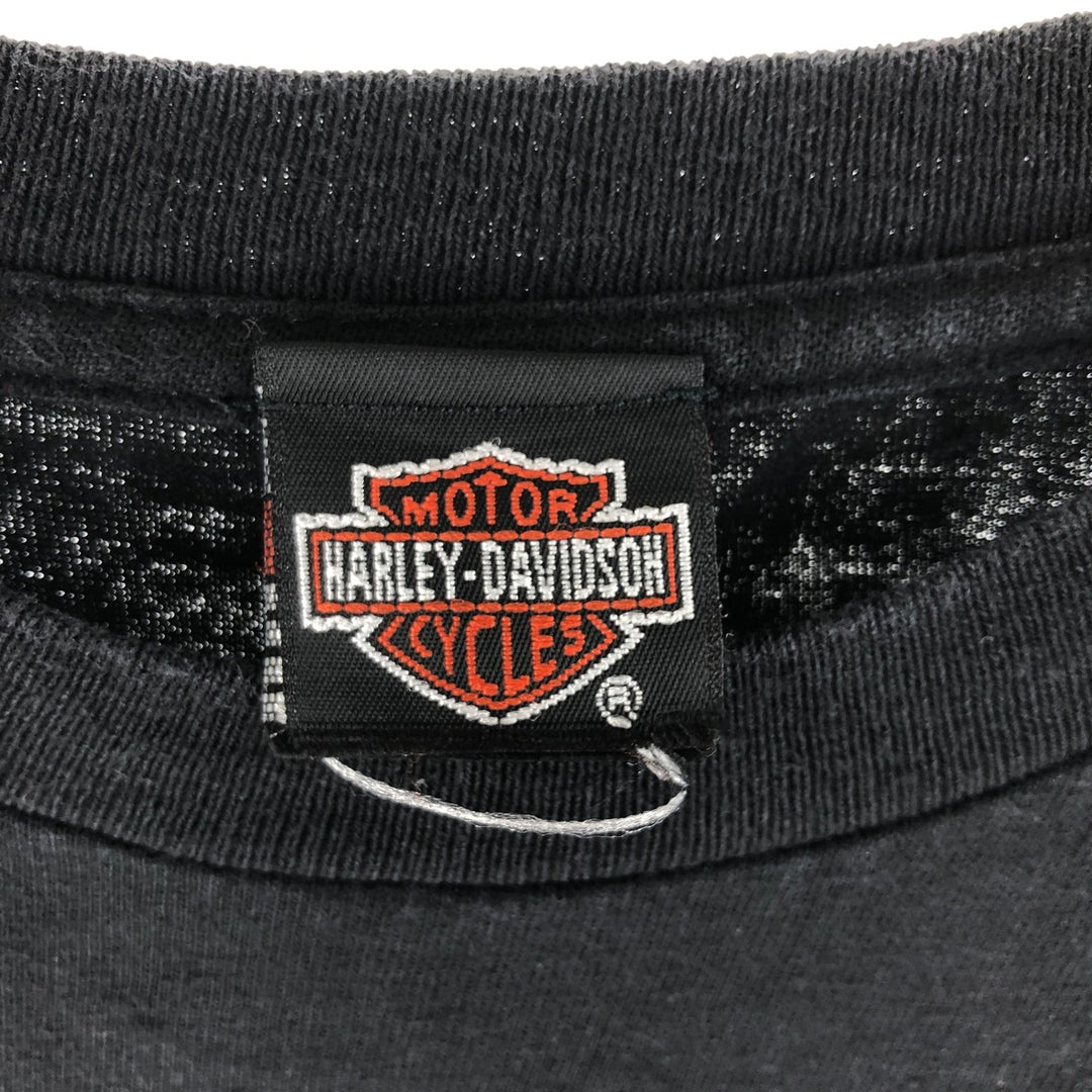 00'S Harley-Davidson Motorcycle Bike T-shirt Made in USA Men's L size cotton black type Vintage Second Hand