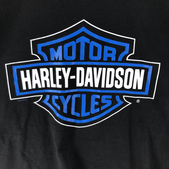 00'S Harley-Davidson Motorcycle Bike T-shirt Made in USA Men's L size cotton black type Vintage Second Hand