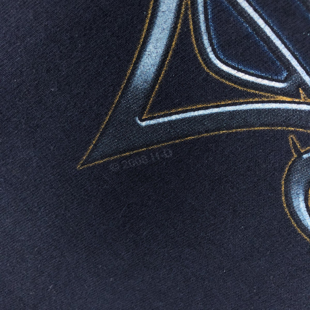 00'S Harley-Davidson Motorcycle Bike T-shirt Made in USA Men's XL Fire Pattern cotton navy blue type Vintage Second Hand