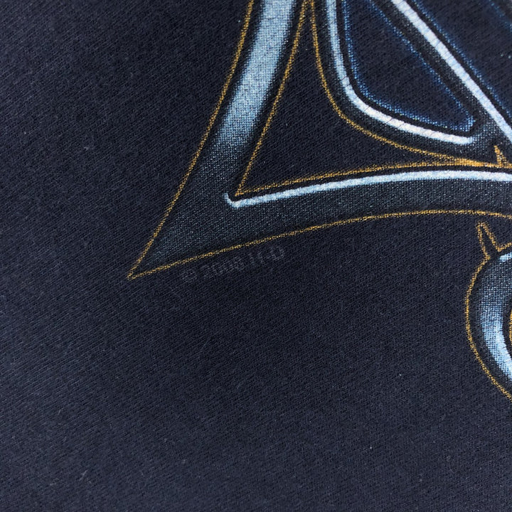 00'S Harley-Davidson Motorcycle Bike T-shirt Made in USA Men's XL Fire Pattern cotton navy blue type Vintage Second Hand