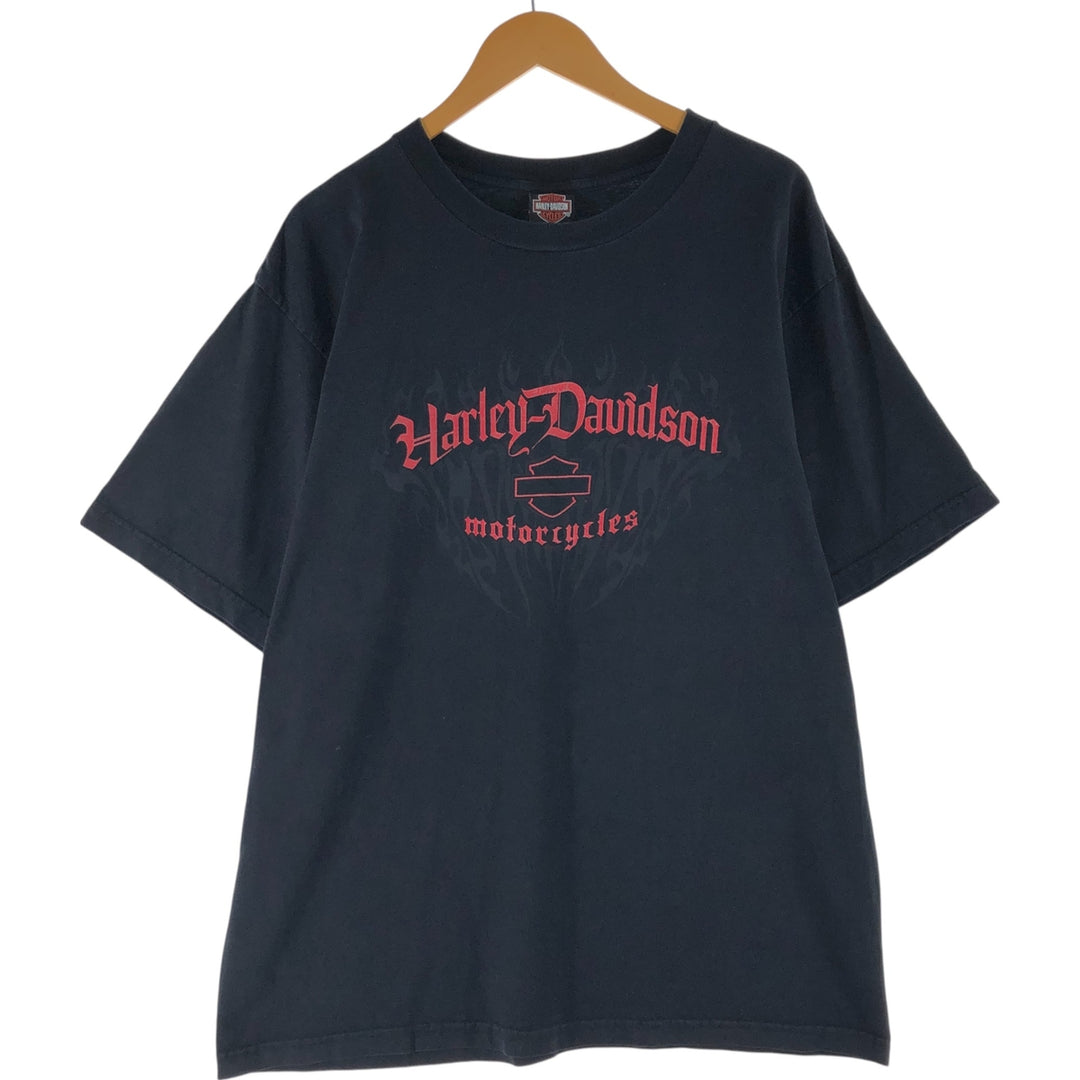 00'S Harley-Davidson Motorcycle Bike T-shirt Made in USA Men's XXL cotton black type Vintage Second Hand