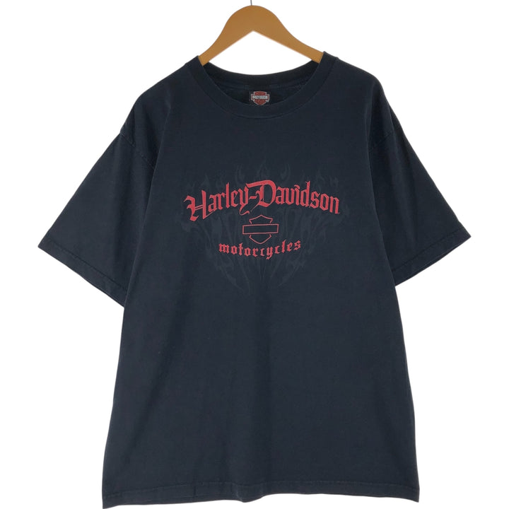 00'S Harley-Davidson Motorcycle Bike T-shirt Made in USA Men's XXL cotton black type Vintage Second Hand