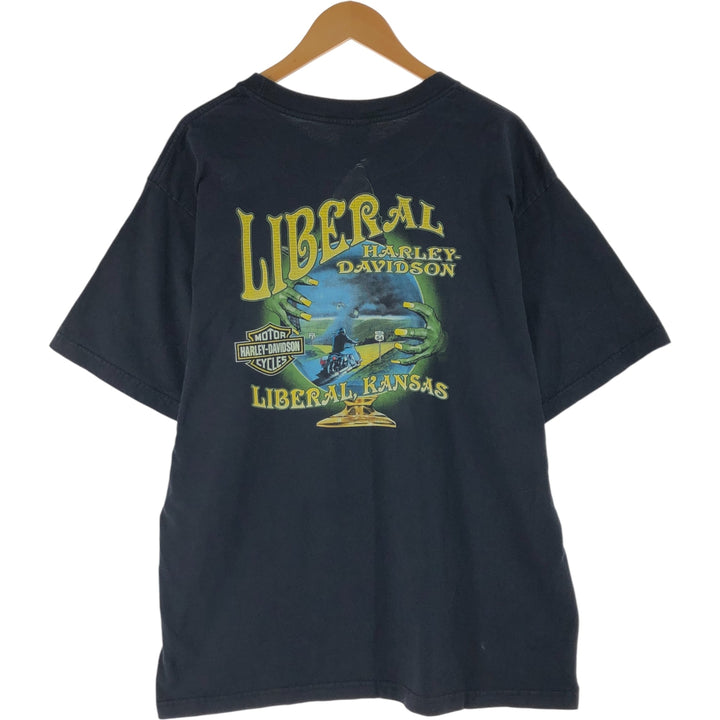 00'S Harley-Davidson Motorcycle Bike T-shirt Made in USA Men's XXL cotton black type Vintage Second Hand