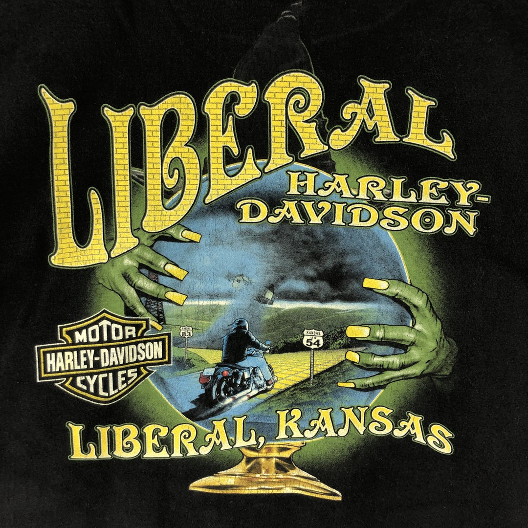 00'S Harley-Davidson Motorcycle Bike T-shirt Made in USA Men's XXL cotton black type Vintage Second Hand