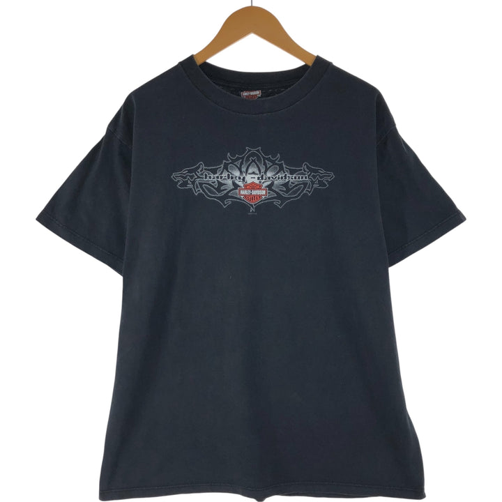 00'S Harley-Davidson Motorcycle Bike T-shirt Made in USA Men's XL cotton black type Vintage Second Hand