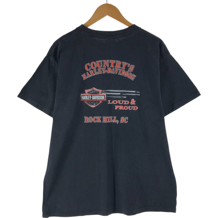 00'S Harley-Davidson Motorcycle Bike T-shirt Made in USA Men's XL cotton black type Vintage Second Hand