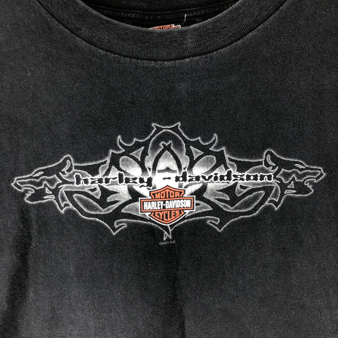 00'S Harley-Davidson Motorcycle Bike T-shirt Made in USA Men's XL cotton black type Vintage Second Hand