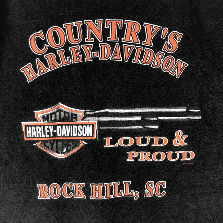 00'S Harley-Davidson Motorcycle Bike T-shirt Made in USA Men's XL cotton black type Vintage Second Hand