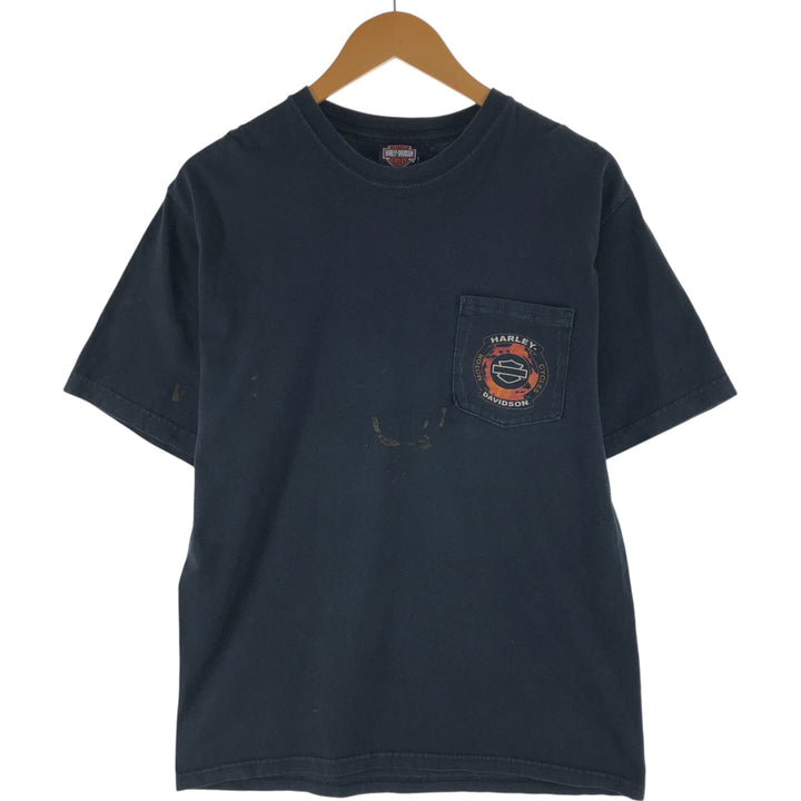 00'S Harley-Davidson Motorcycle Bike T-shirt Made in USA Men's M size cotton black type Vintage Second Hand