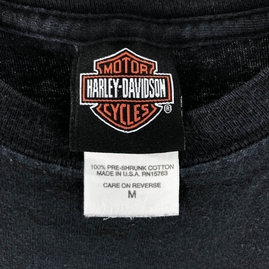 00'S Harley-Davidson Motorcycle Bike T-shirt Made in USA Men's M size cotton black type Vintage Second Hand