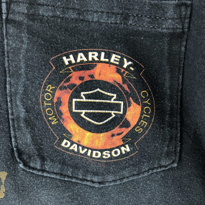 00'S Harley-Davidson Motorcycle Bike T-shirt Made in USA Men's M size cotton black type Vintage Second Hand