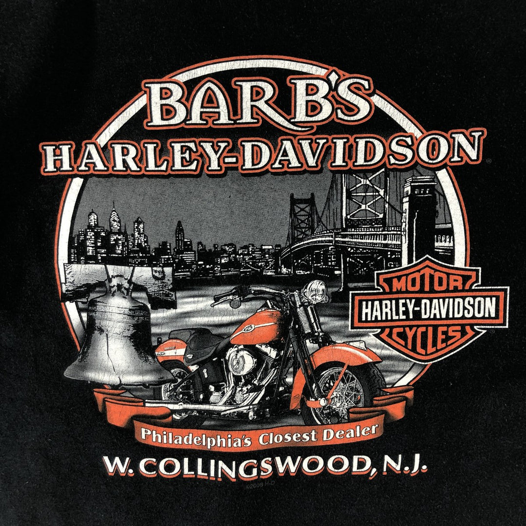 00'S Harley-Davidson Motorcycle Bike T-shirt Made in USA Men's M size cotton black type Vintage Second Hand