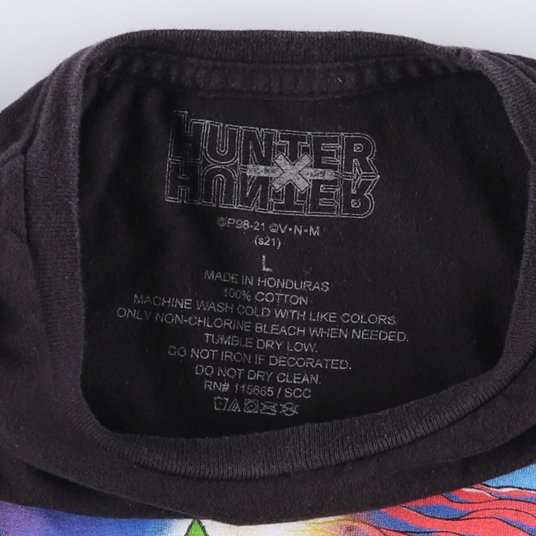 HUNTERxHUNTRE Hunter x Hunter Anime Character Print T-shirt Men's L size cotton black type Vintage Second Hand