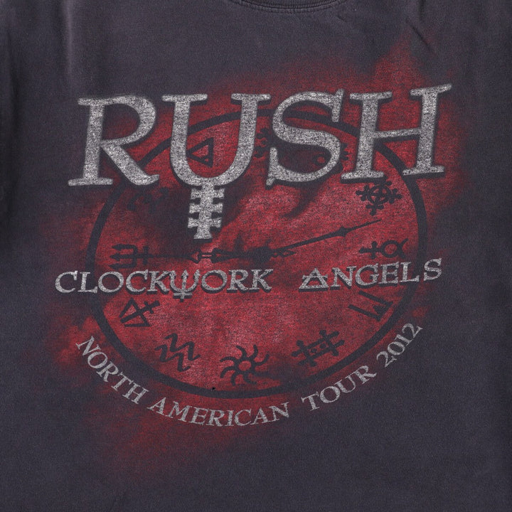 M and O RUSH Rush Band T-shirt Band T Men's M size cotton black type Vintage Second Hand