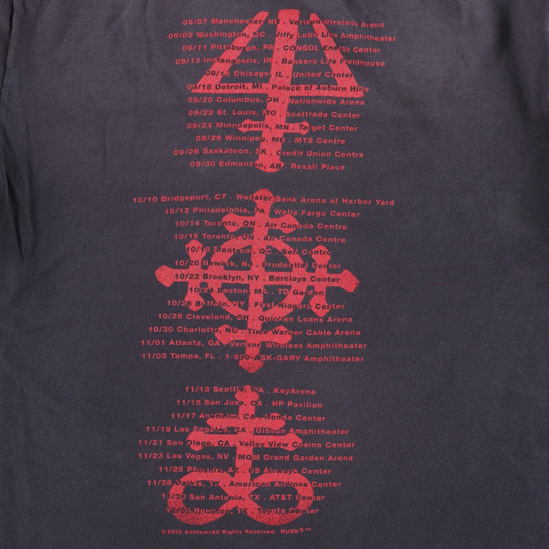M and O RUSH Rush Band T-shirt Band T Men's M size cotton black type Vintage Second Hand