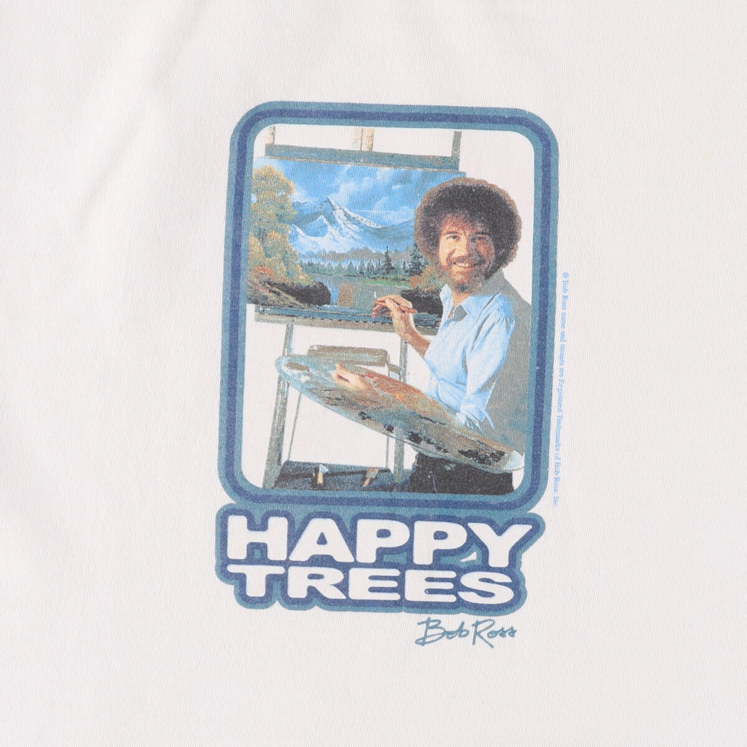 00'S ALSTYLE BOB ROSS Ringer T-shirt Men's XL size cotton white type Vintage Second Hand