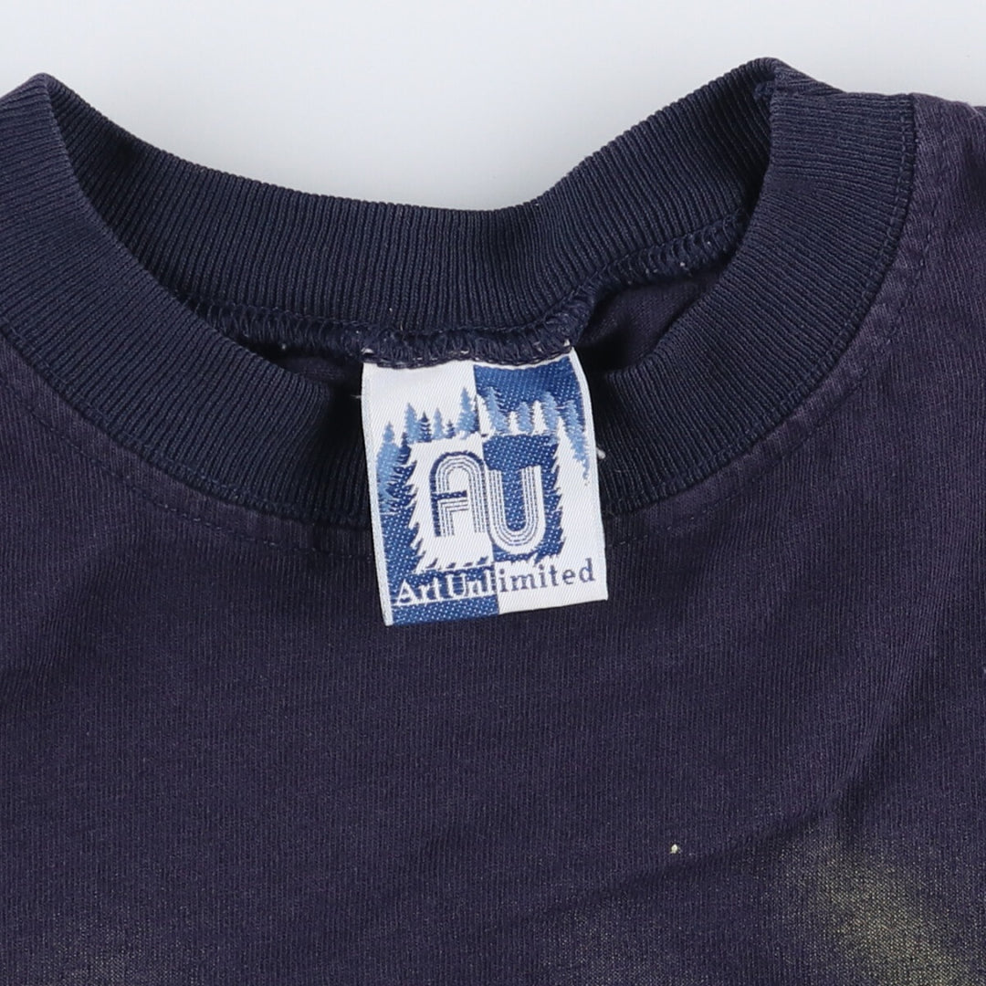 90'S ART UNLIMITED Fish Pattern Animal T-shirt Men's XL Vintage unclear navy blue type Vintage Second Hand