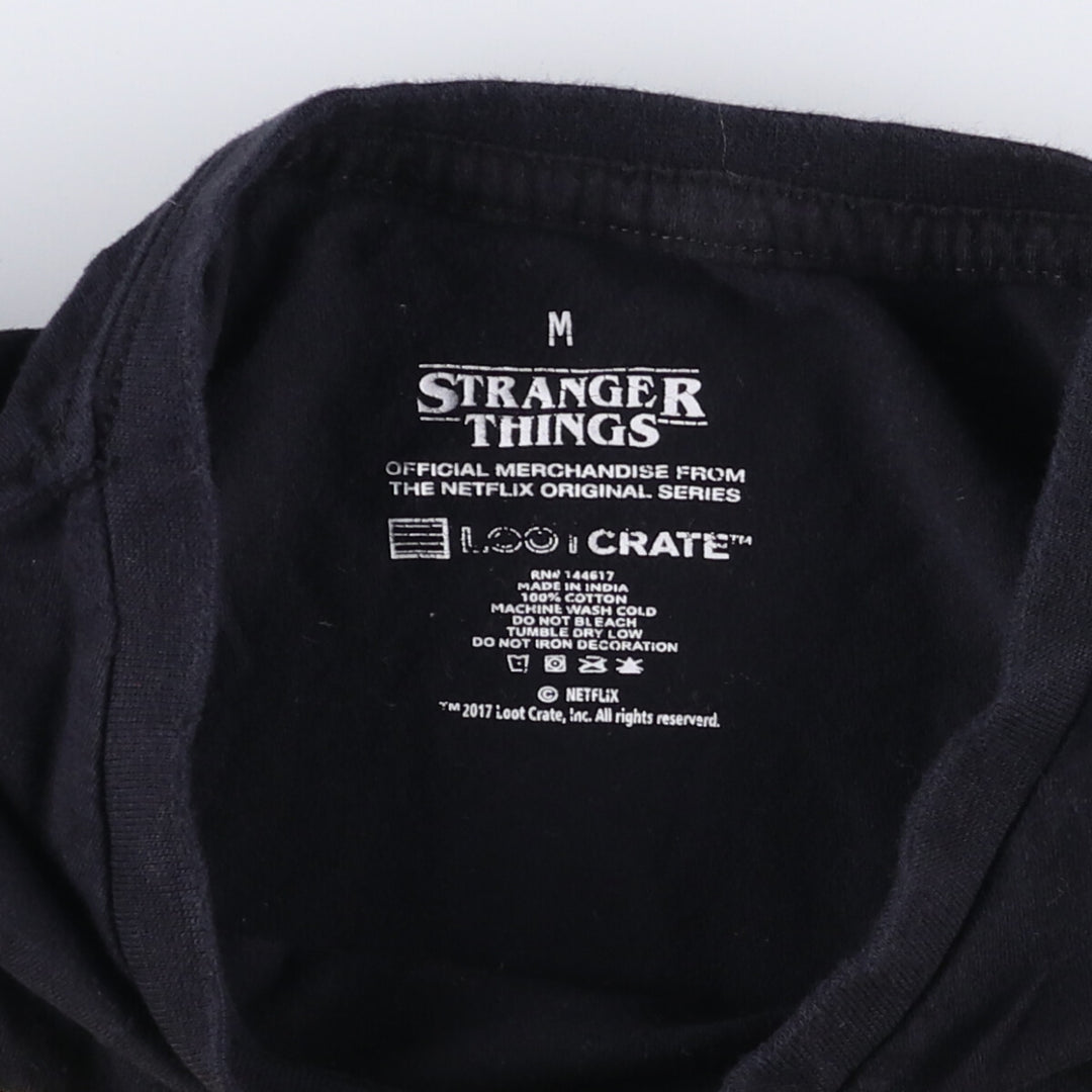 STRANGER THINGS Stranger Things Movie T-shirt Men's M size cotton black type Vintage Second Hand