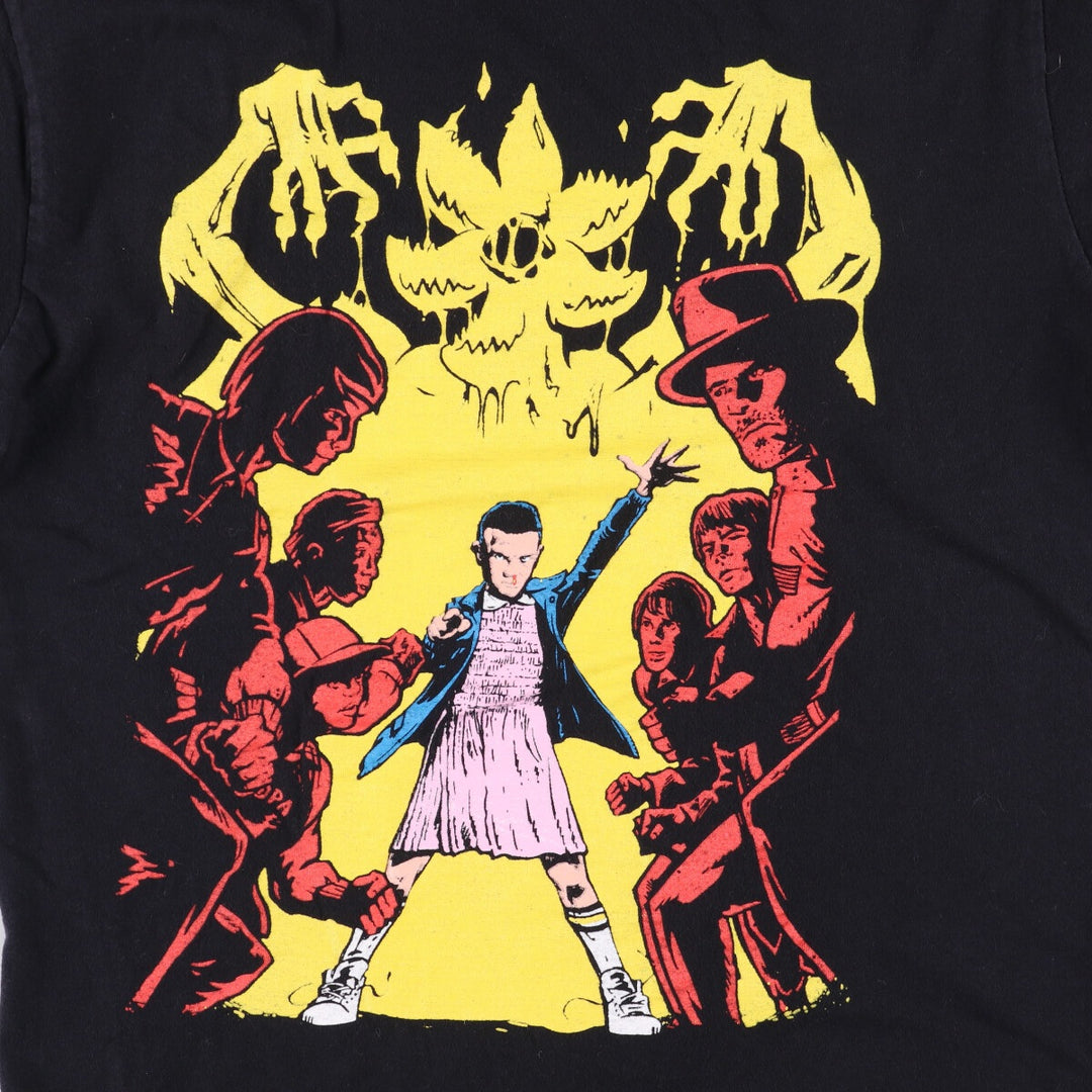 STRANGER THINGS Stranger Things Movie T-shirt Men's M size cotton black type Vintage Second Hand