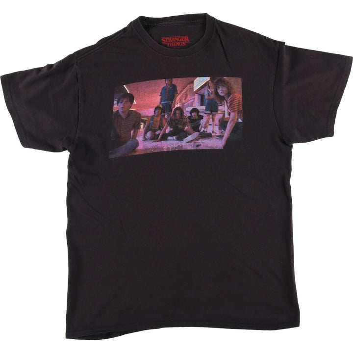STRANGER THINGS Stranger Things Movie T-shirt Men's M size cotton black type Vintage Second Hand