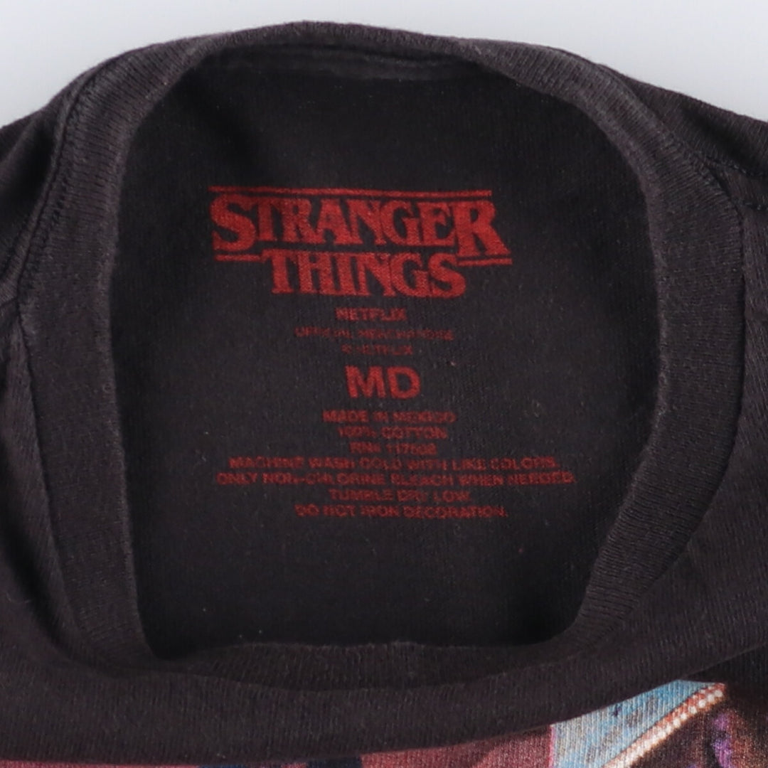 STRANGER THINGS Stranger Things Movie T-shirt Men's M size cotton black type Vintage Second Hand