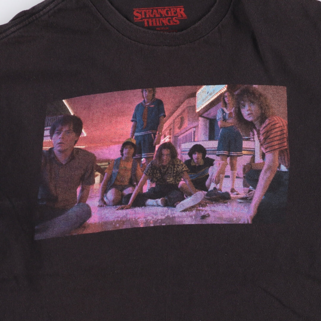 STRANGER THINGS Stranger Things Movie T-shirt Men's M size cotton black type Vintage Second Hand