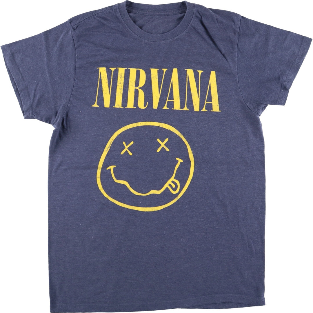 NIRVANA Nirvana Band T-shirt, Band T, Men's M size unclear blue type Vintage Second Hand