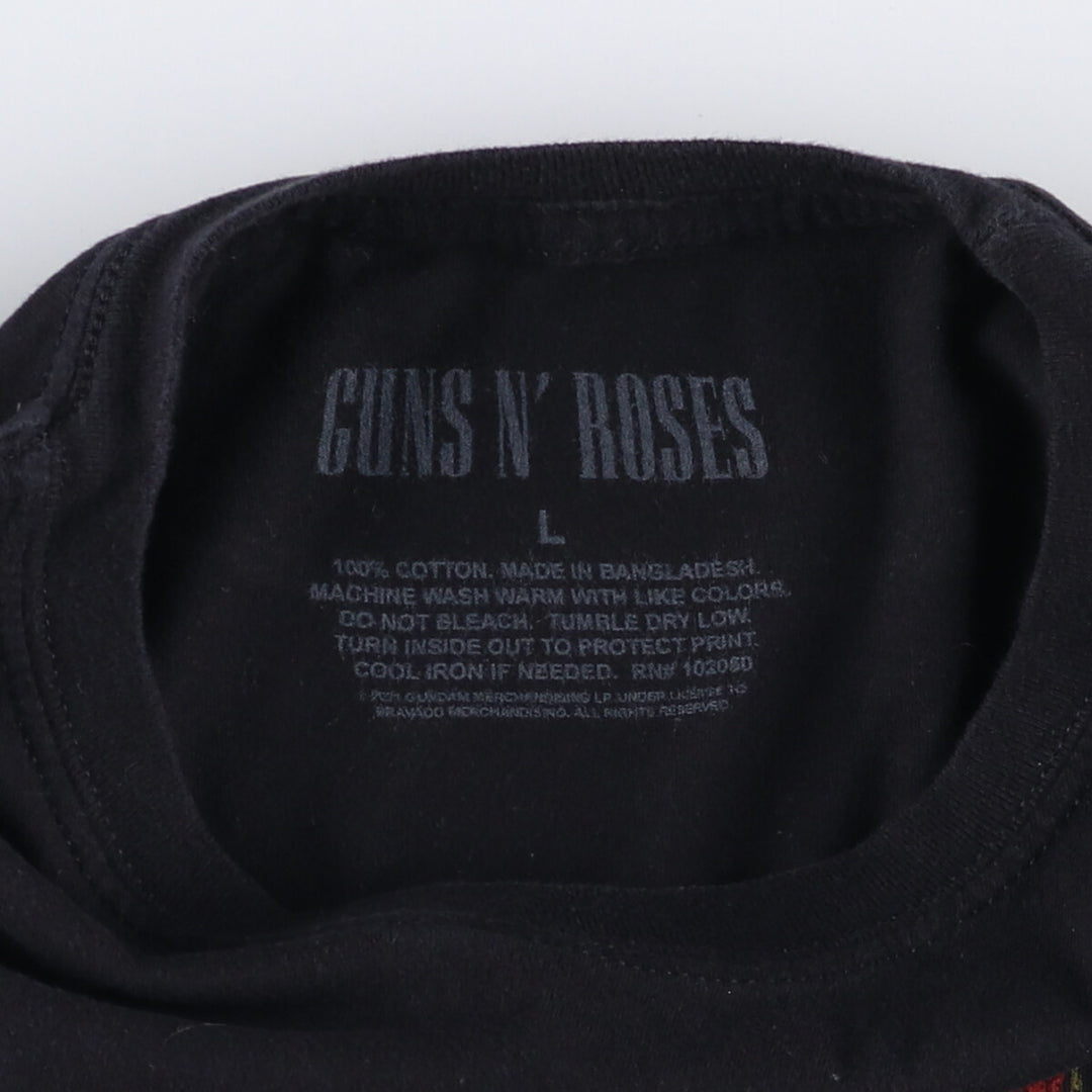 GUNS N' ROSES Skull Pattern Band T-shirt, Band Tee, Men's L size cotton black type Vintage Second Hand