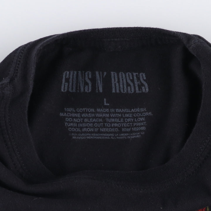 GUNS N' ROSES Skull Pattern Band T-shirt, Band Tee, Men's L size cotton black type Vintage Second Hand