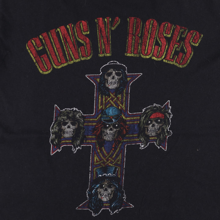 GUNS N' ROSES Skull Pattern Band T-shirt, Band Tee, Men's L size cotton black type Vintage Second Hand
