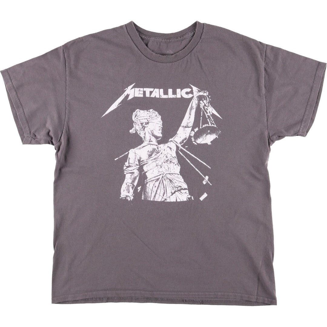 METALLICA Metallica Band T-shirt Band T Men's L size cotton gray type Vintage Second Hand