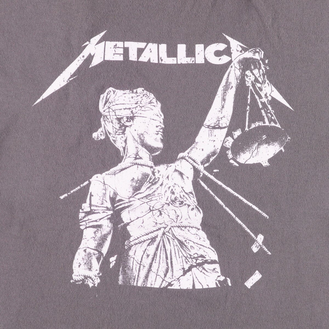 METALLICA Metallica Band T-shirt Band T Men's L size cotton gray type Vintage Second Hand