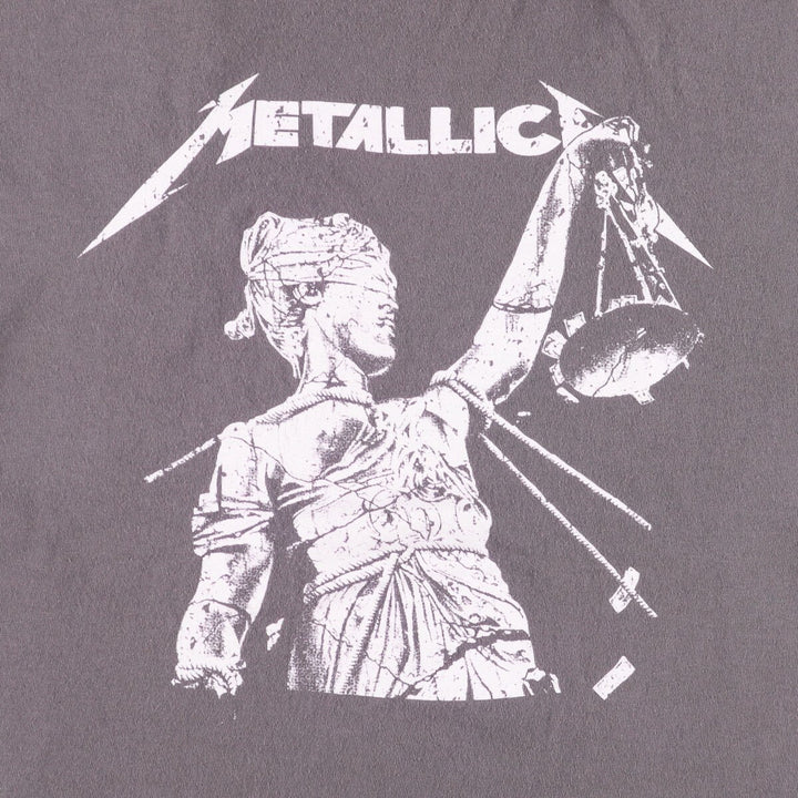 METALLICA Metallica Band T-shirt Band T Men's L size cotton gray type Vintage Second Hand