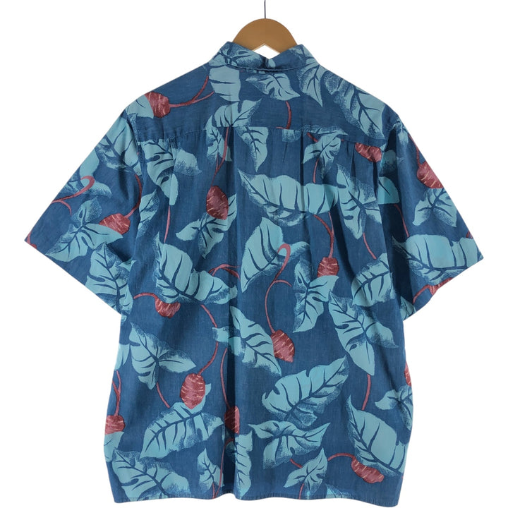 80s-90'S Reyn Spooner Diamond Head Tag All-Over Hawaiian Aloha Shirt Box Shirt Made in Hawaii Men's L Size cotton blue type Vintage Second Hand