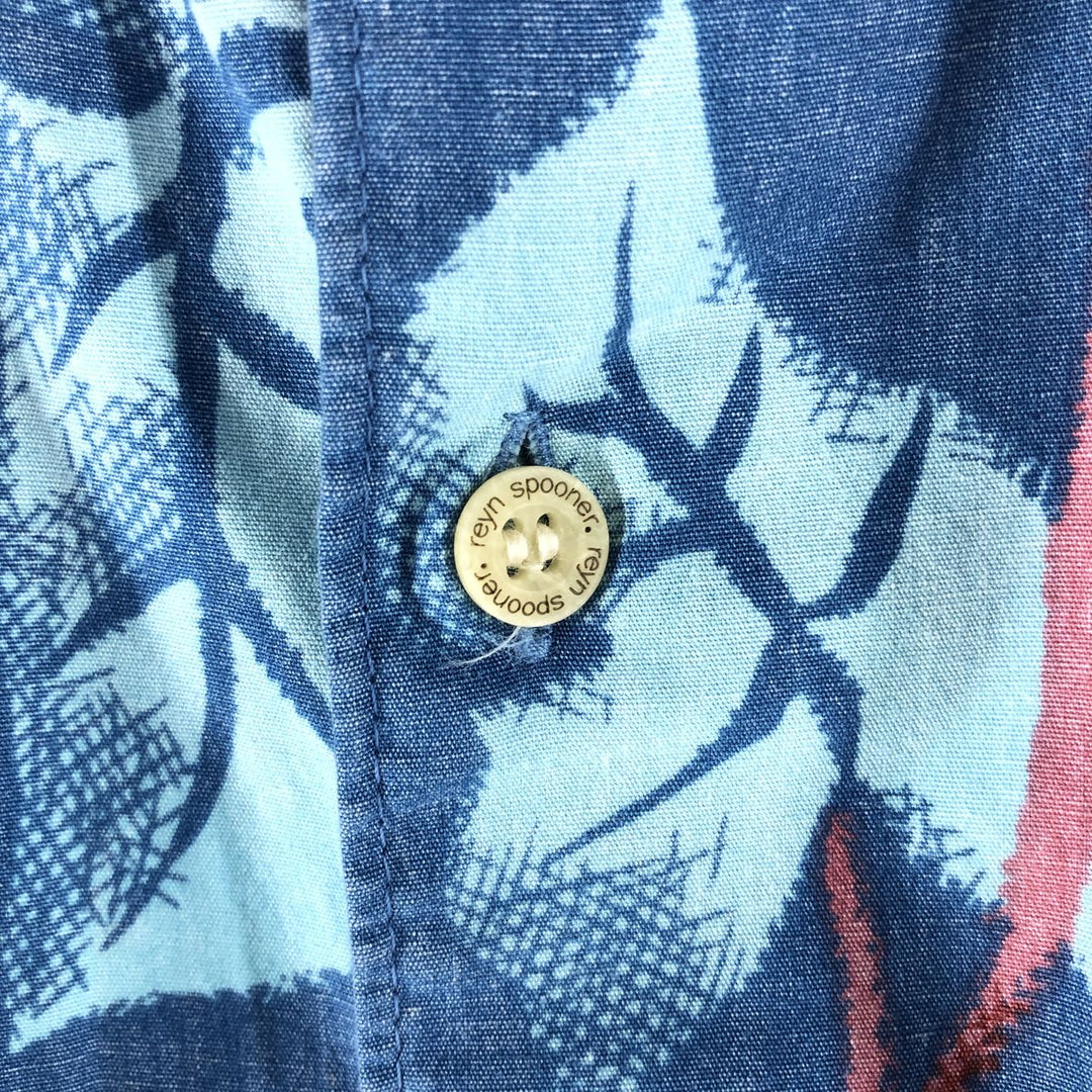 80s-90'S Reyn Spooner Diamond Head Tag All-Over Hawaiian Aloha Shirt Box Shirt Made in Hawaii Men's L Size cotton blue type Vintage Second Hand