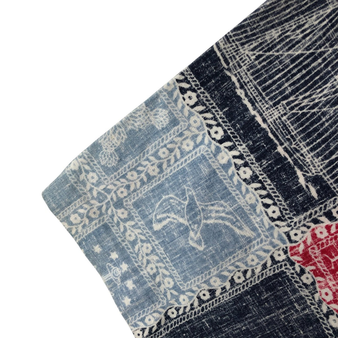 90'S Reyn Spooner Swimsuit Tag All-Over Print Pullover Button-Down Hawaiian Aloha Shirt Box Shirt Men's L Size cotton red type Vintage Second Hand