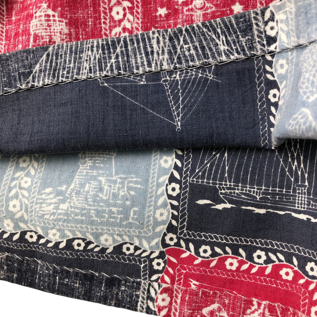 90'S Reyn Spooner Swimsuit Tag All-Over Print Pullover Button-Down Hawaiian Aloha Shirt Box Shirt Men's L Size cotton red type Vintage Second Hand