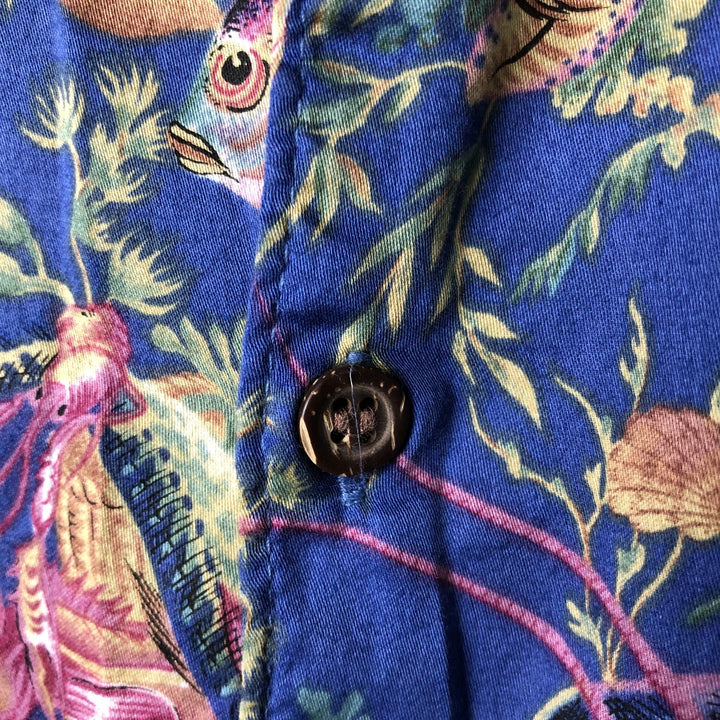 80s-90'S Reyn Spooner Diamond Head Tag Egyptian Cotton All-over Hawaiian Aloha Shirt Men's L size cotton blue type Vintage Second Hand