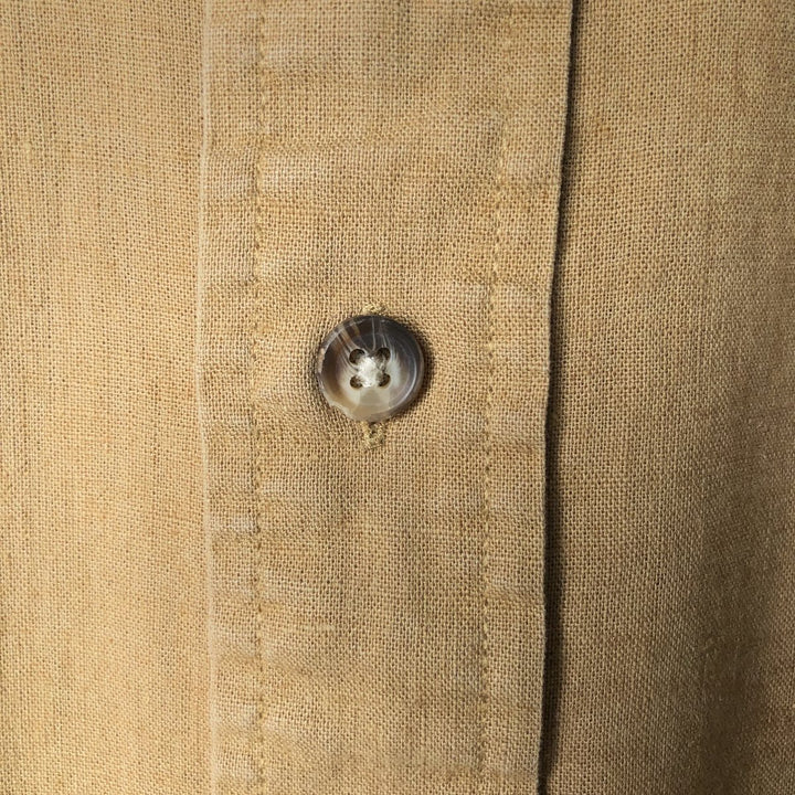 Vintage 90'S Tommy Hilfiger short-sleeved cotton and linen button-down shirt, men's size XL linen beige type brown Vintage Second Hand