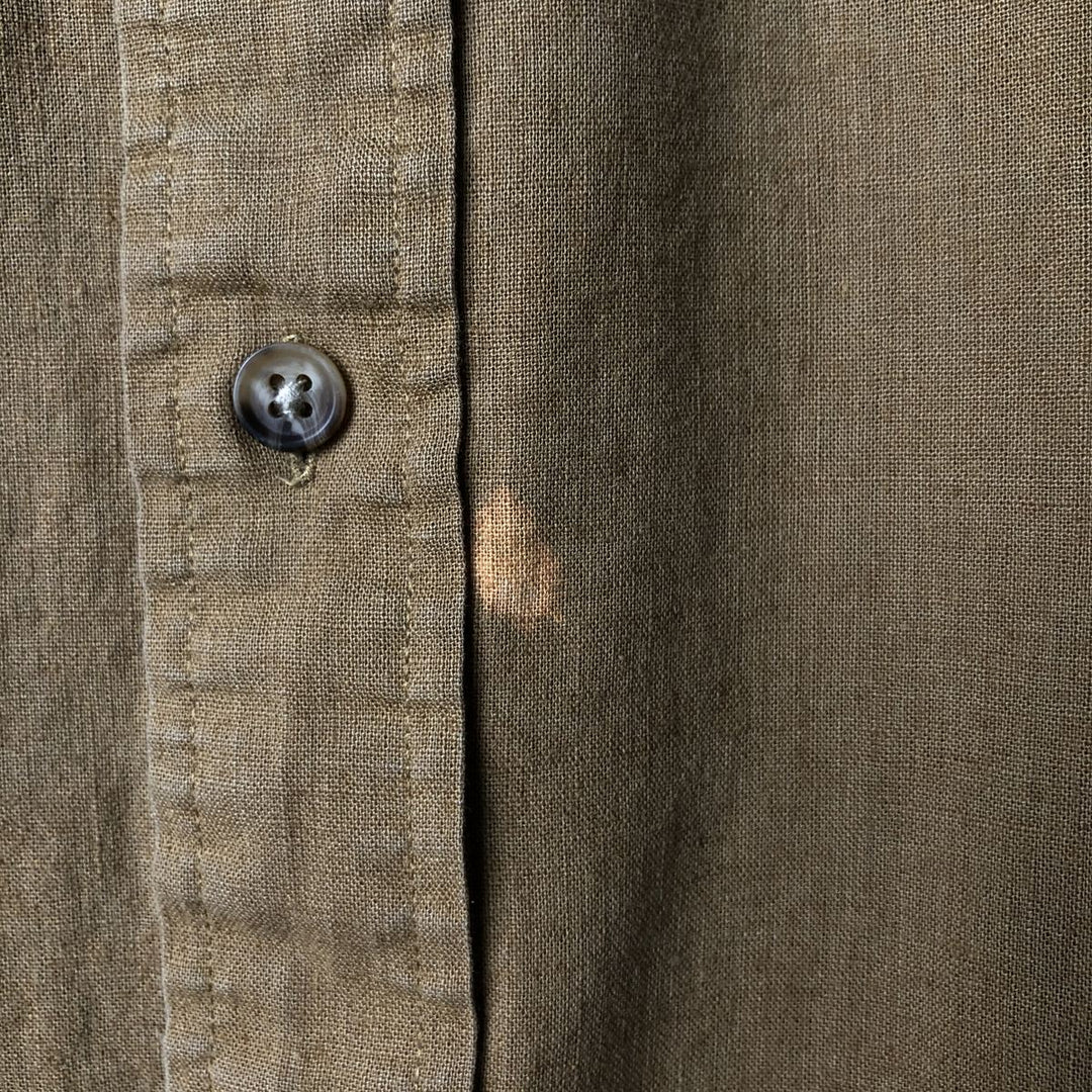 Vintage 90'S Tommy Hilfiger short-sleeved cotton and linen button-down shirt, men's size XL linen beige type brown Vintage Second Hand